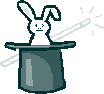 rabbit in magician's hat with wand